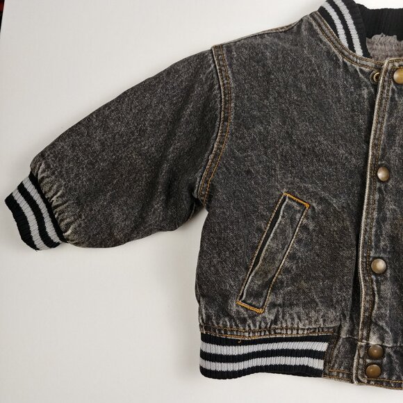 Vintage Bugle Boy Sherpa Lined Black Denim Jacket 18-24 Months - Picture 7 of 12